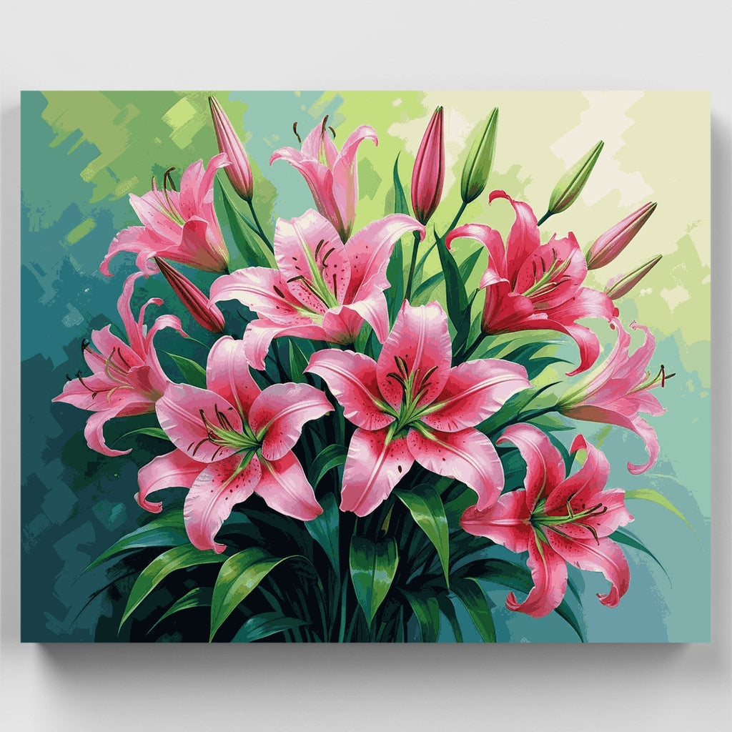 Pink Lilies Bouquet - Paint by Numbers Kit
