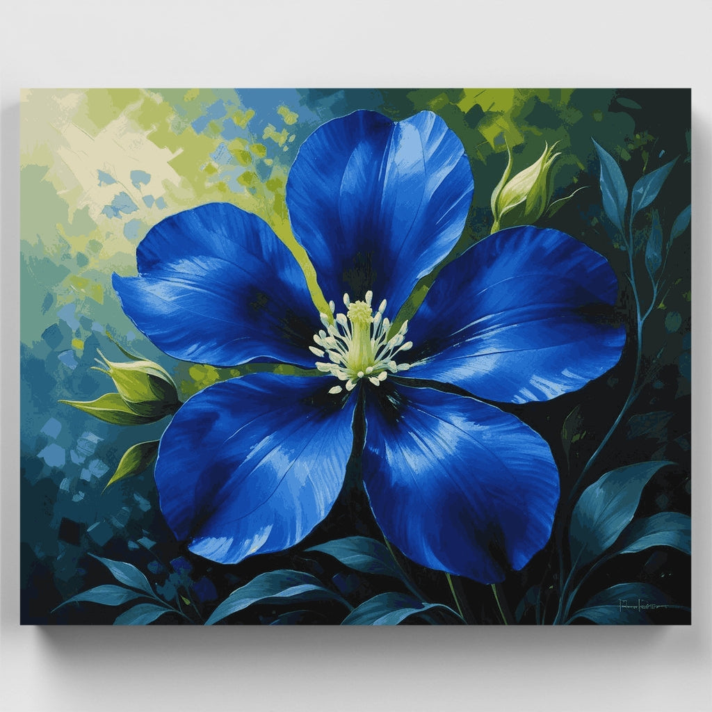 Arte botánico de flor azul - Kit de pintura por números — Estándar