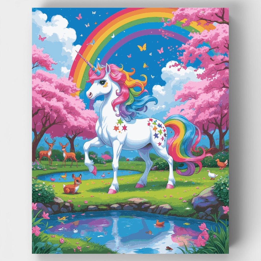 Jardín mágico del unicornio arcoíris - Kit de pintura por números — Estándar