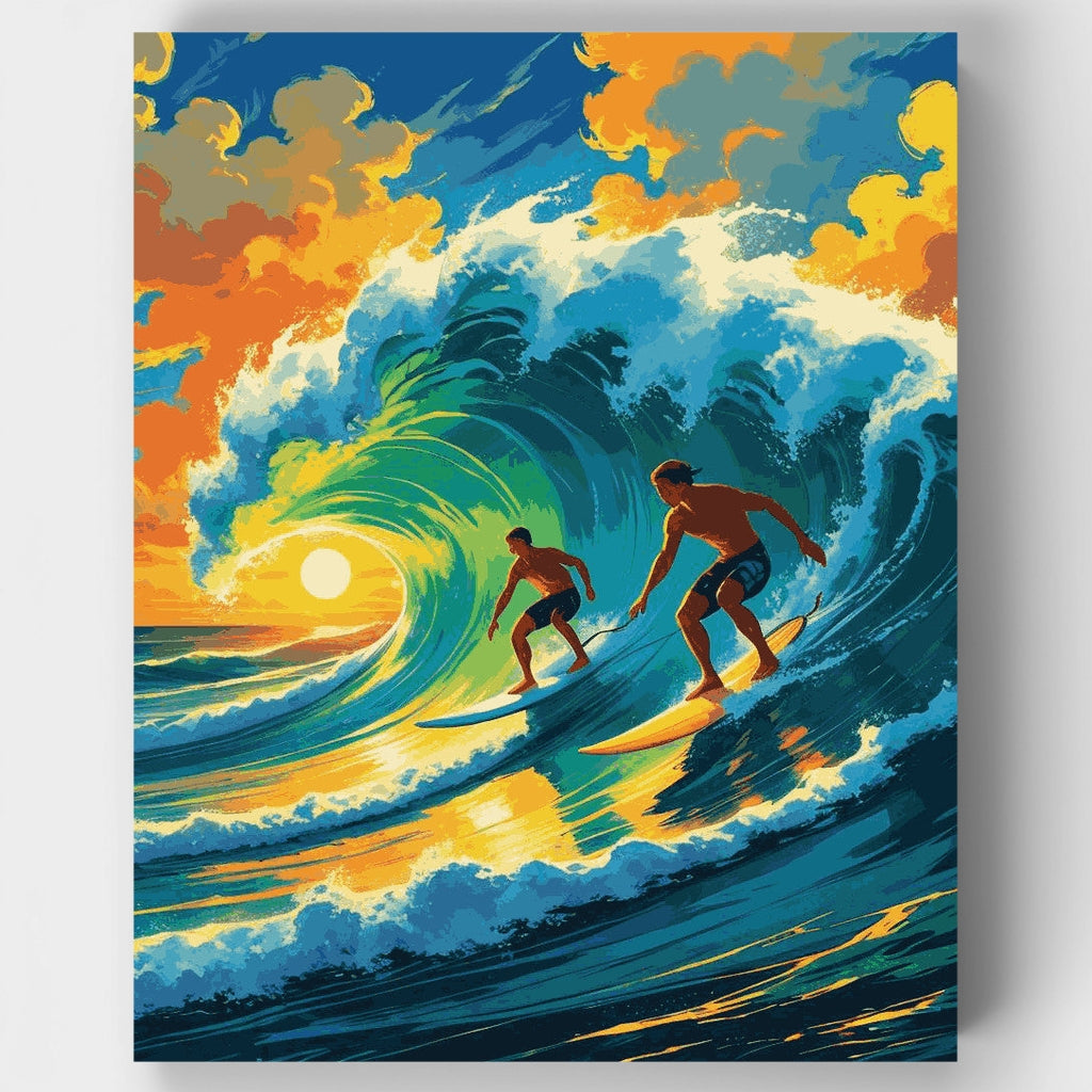 Surfistas al atardecer - Kit de pintura por números — Estándar