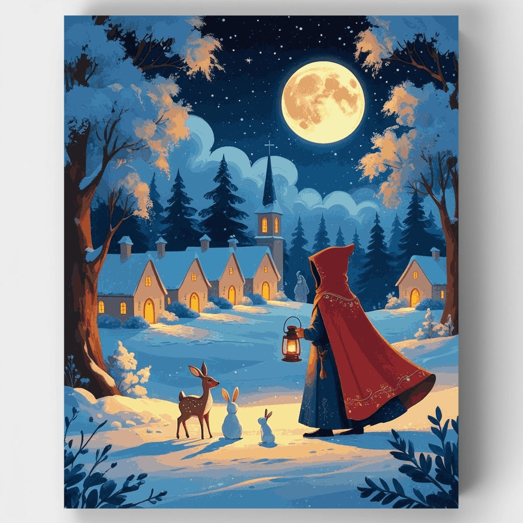 Winter Village Moonlight - Paint by Numbers Kit