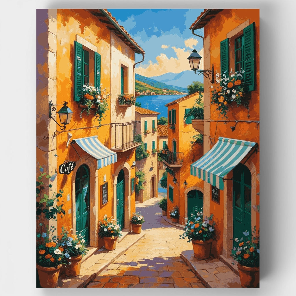 Kit de pintura por números: Pueblo costero italiano — Estándar