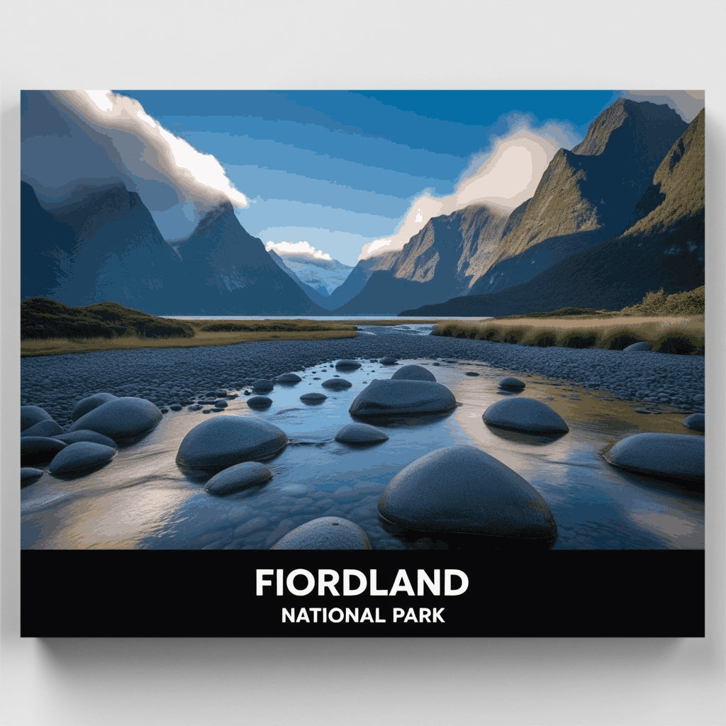 Kit de pintura por números - Piedras del río del valle de Fiordland — Estándar