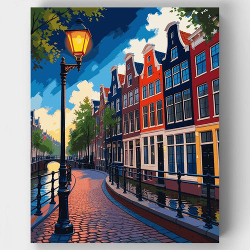 Amsterdam Canal Street - Paint by Numbers Kit