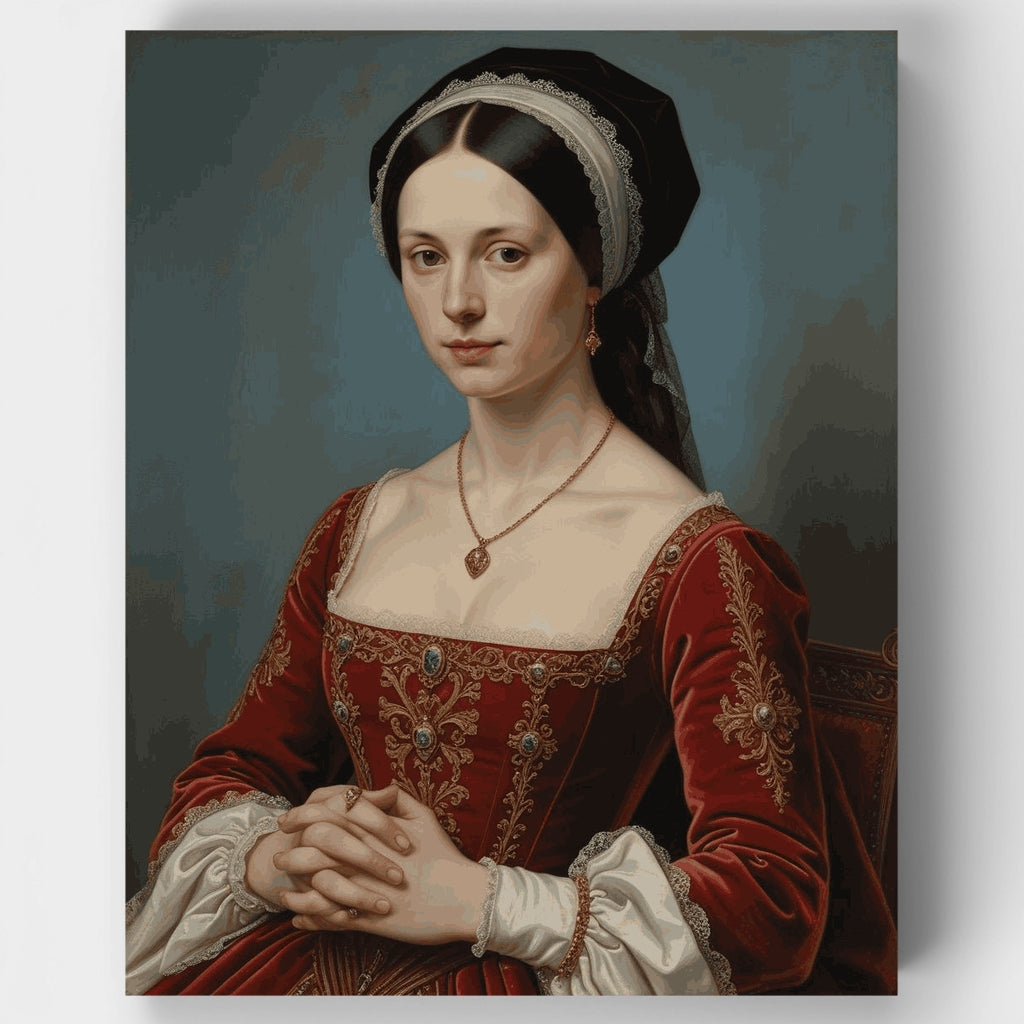 Dama renacentista en terciopelo rojo - Kit de pintura por números — Estándar