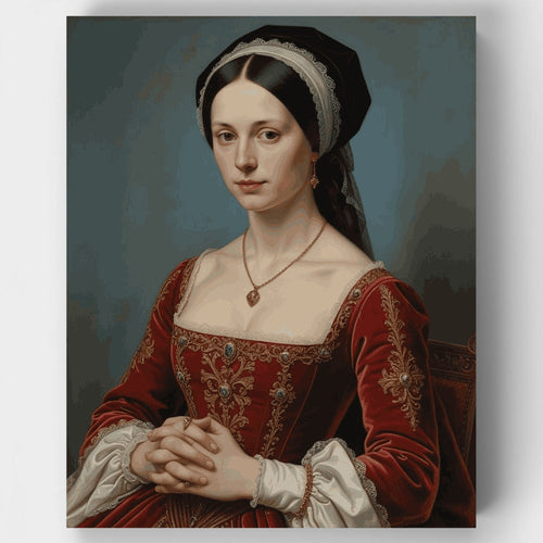 Renaissance Lady in Red Velvet - Paint by Numbers Kit