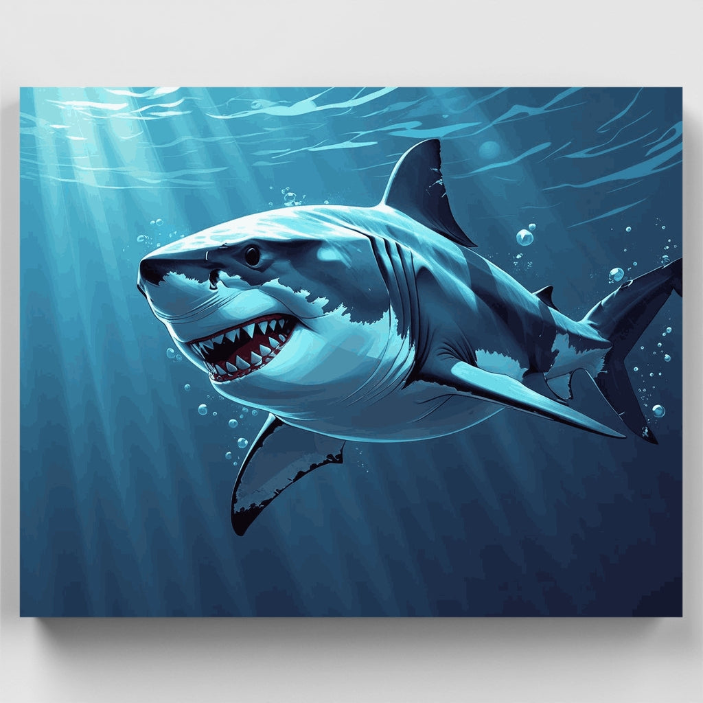 Aventura submarina con el gran tiburón blanco - Kit de pintura por números — Estándar