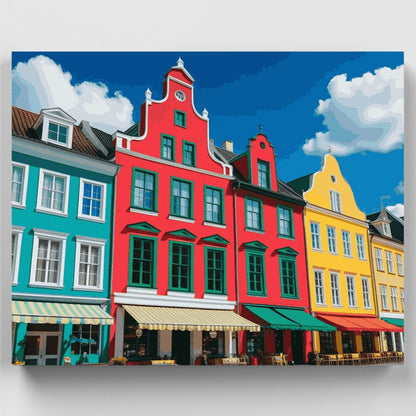 Colorful European Street - Paint by Numbers Kit