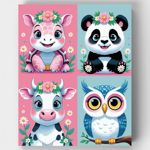 Adorable Baby Animals with Flower Crowns - Paint by Numbers Kit
