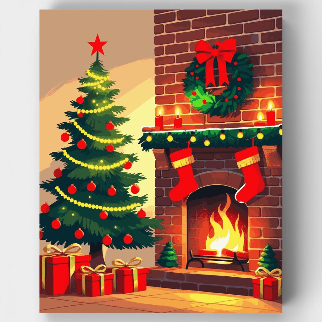 Escena acogedora de Nochebuena - Kit de pintura por números — Estándar