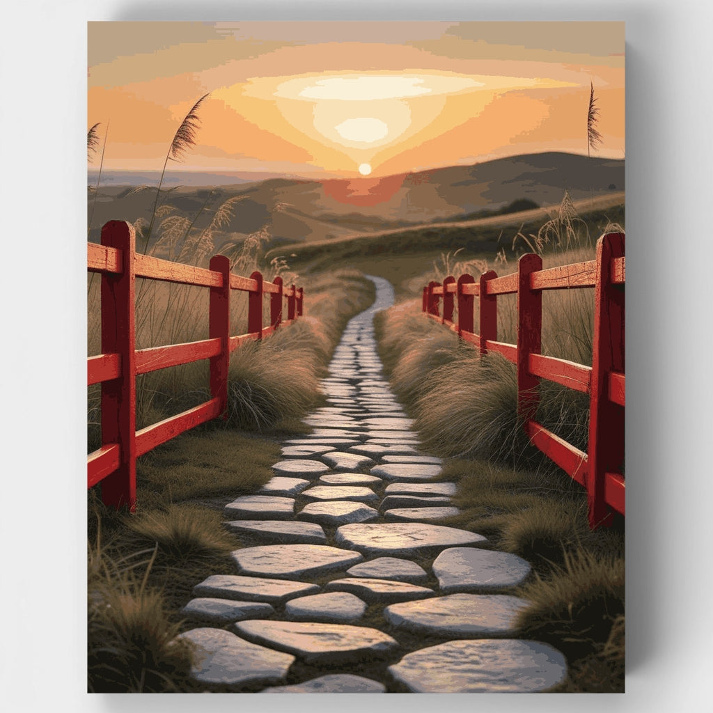 Kit de pintura por números - Camino de piedra al atardecer — Estándar