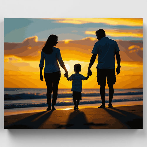 Sunset Beach Family - Paint by Numbers Kit