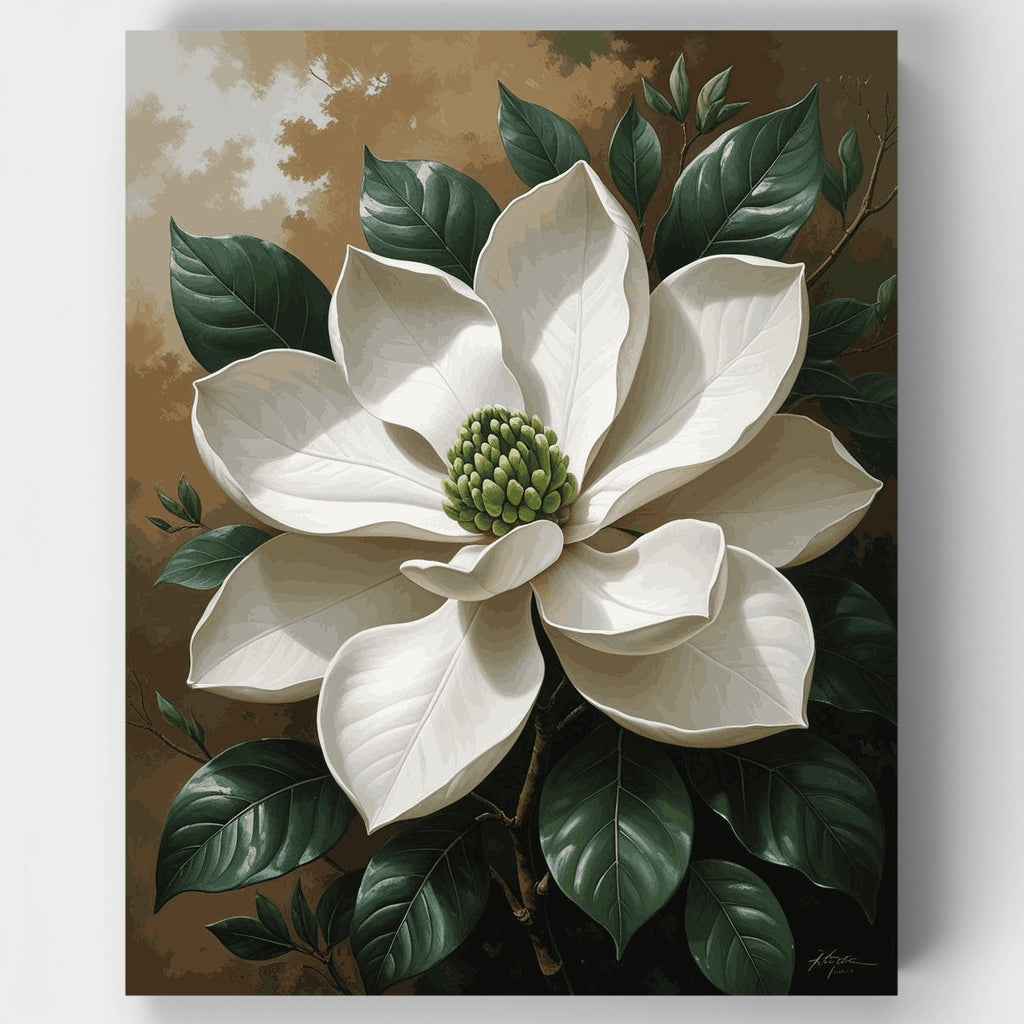 Kit de pintura por números - Flor de magnolia blanca — Estándar
