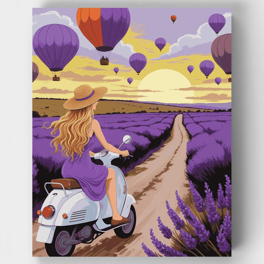 Lavender Fields and Hot Air Balloons - Paint by Numbers Kit