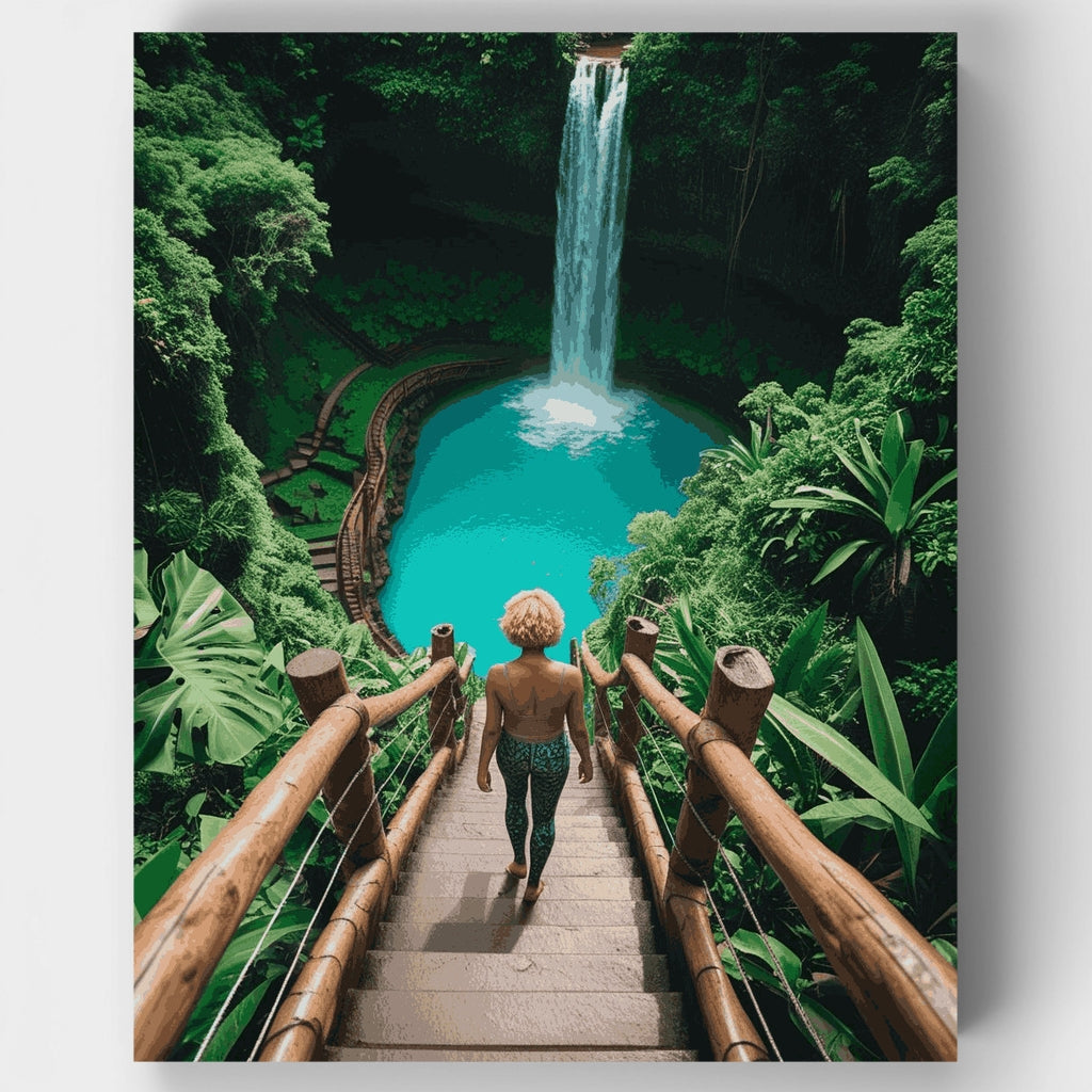 Jungle Waterfall Adventure - Paint by Numbers Kit