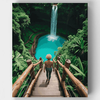Jungle Waterfall Adventure - Paint by Numbers Kit