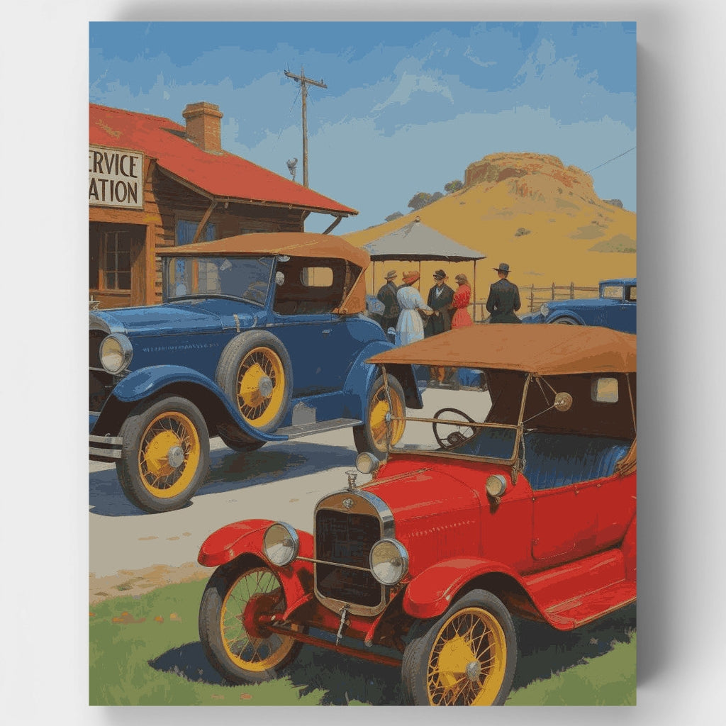 Vintage Service Station - Paint by Numbers Kit