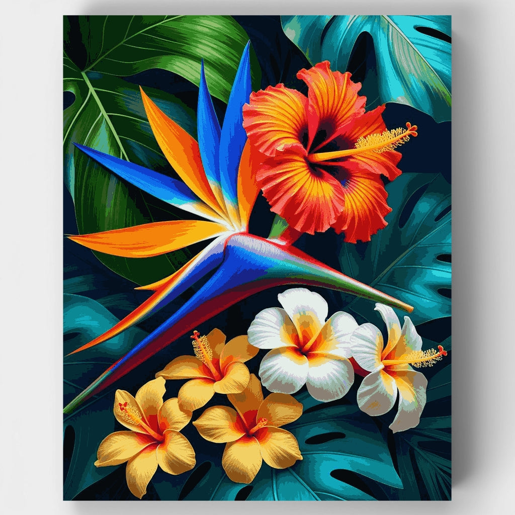 Kit de pintura por números - Flores del paraíso tropical — Estándar