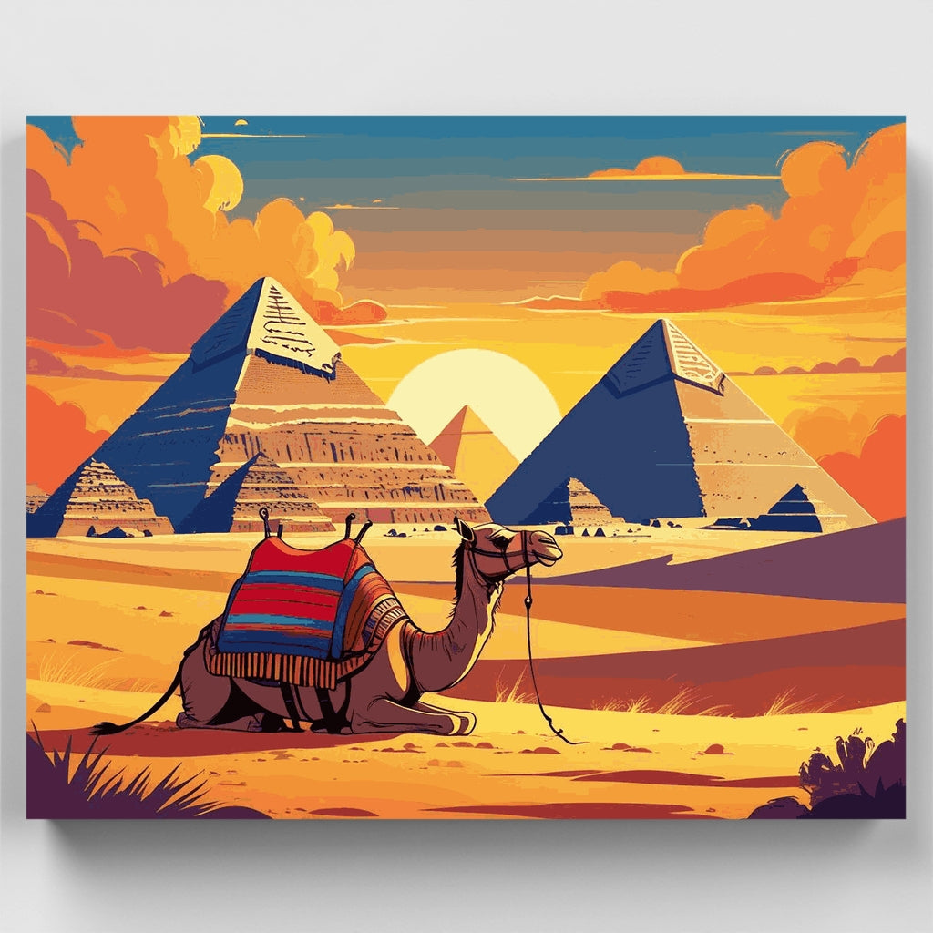 Egyptian Pyramids Desert Sunset - Paint by Numbers Kit