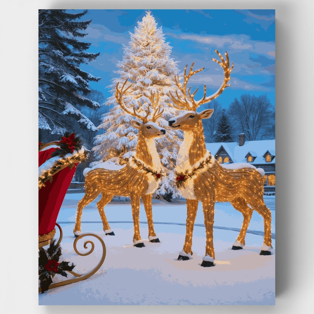 Kit de pintura por números: Reno navideño mágico — Estándar