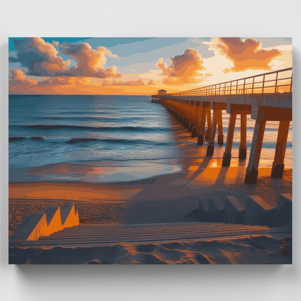 Paraíso en el muelle al atardecer - Kit de pintura por números — Estándar