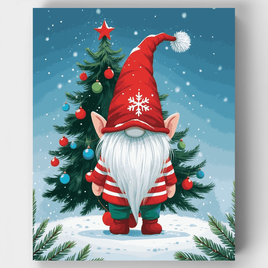 Gnomo navideño con árbol - Kit de pintura por números — Estándar