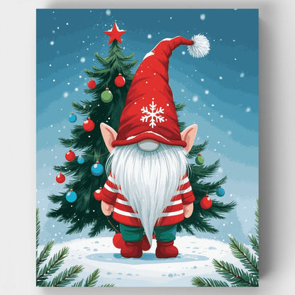 Christmas Gnome with Tree - Paint by Numbers Kit