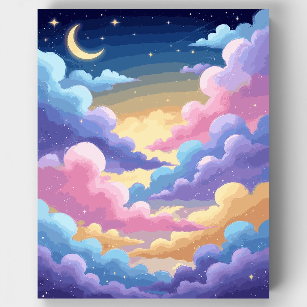 Cielo nocturno de ensueño con nubes coloridas - Kit de pintura por números — Estándar
