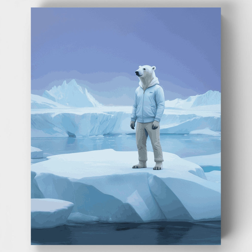 Oso polar con ropa humana - Kit de pintura por números — Estándar