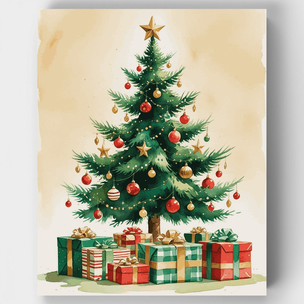 Árbol de Navidad con regalos - Kit de pintura por números — Estándar