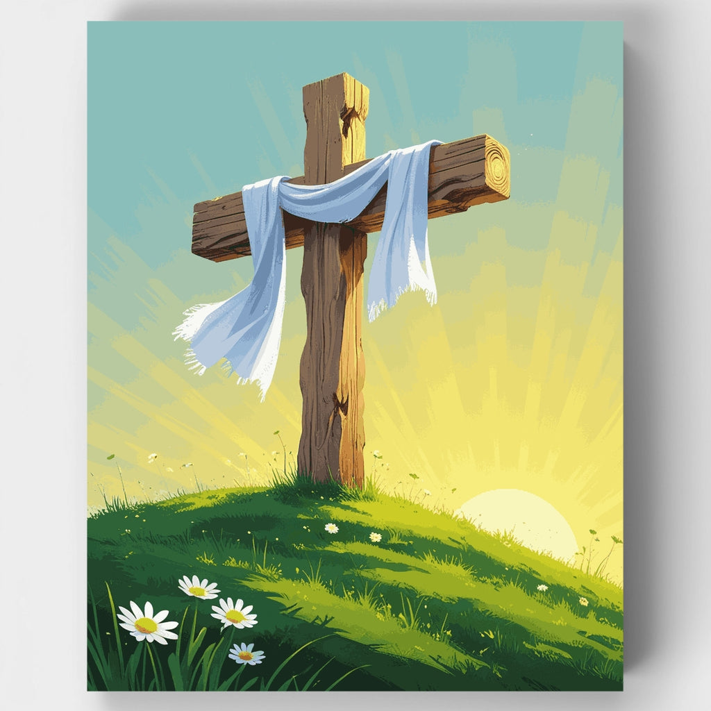 Cruz de Pascua en la colina: Kit de pintura por números — Estándar