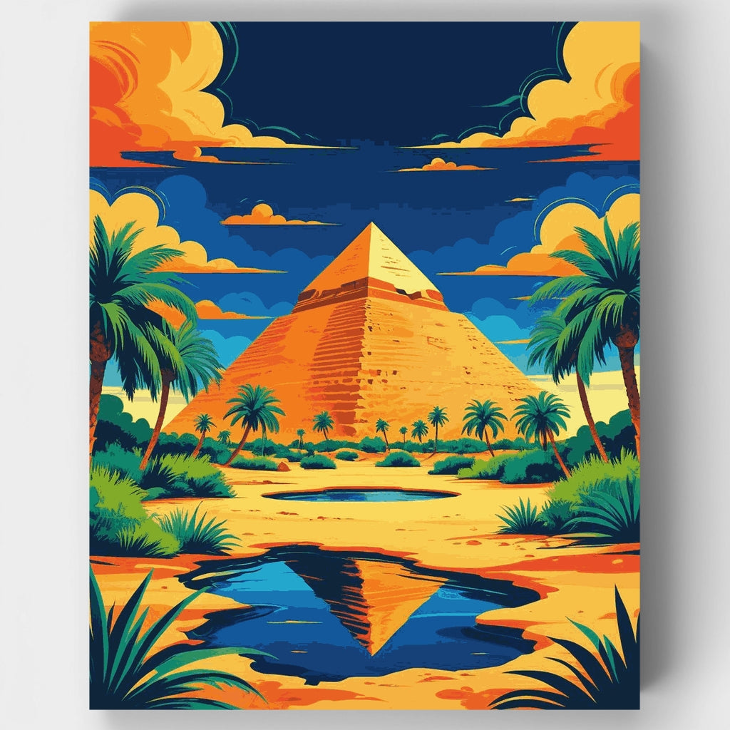 Kit de pintura por números: Oasis de las pirámides egipcias — Estándar