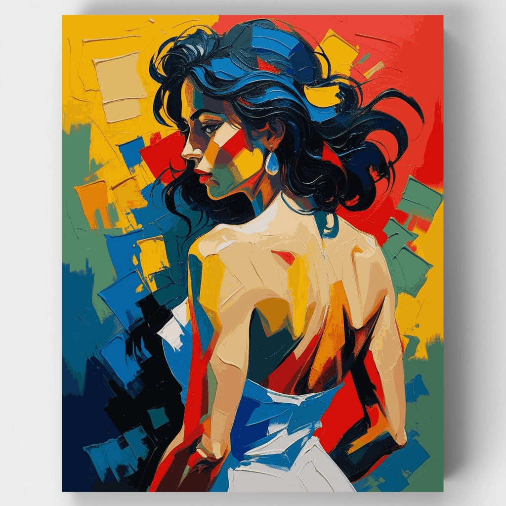 Retrato de mujer abstracta vibrante - Kit de pintura por números — Estándar