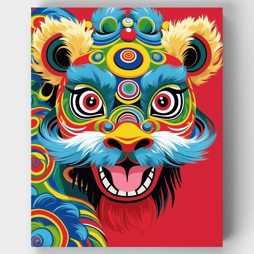 Kit de pintura por números - Máscara de danza del león chino — Estándar