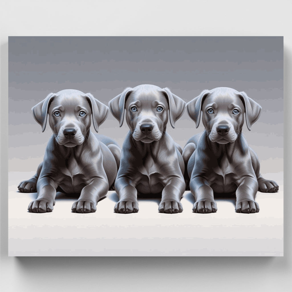 Tres cachorros grises: kit de pintura por números — Estándar
