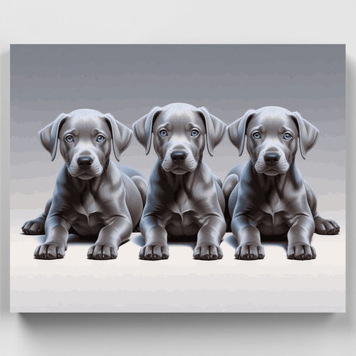 Three Gray Puppies - Paint by Numbers Kit