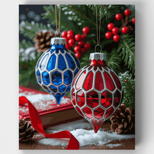 Vintage Christmas Baubles - Paint by Numbers Kit