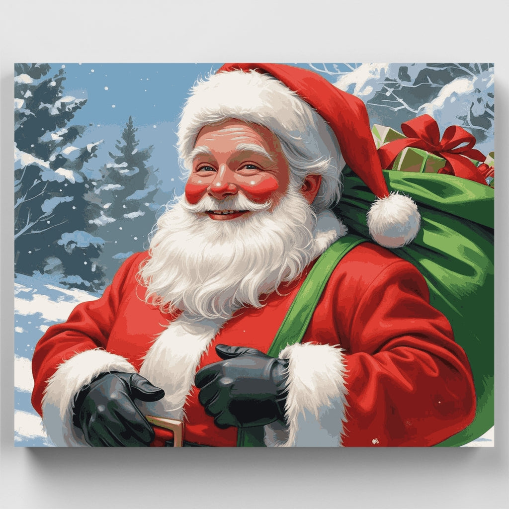 Santa Claus con bolsa de regalos - Kit de pintura por números — Estándar