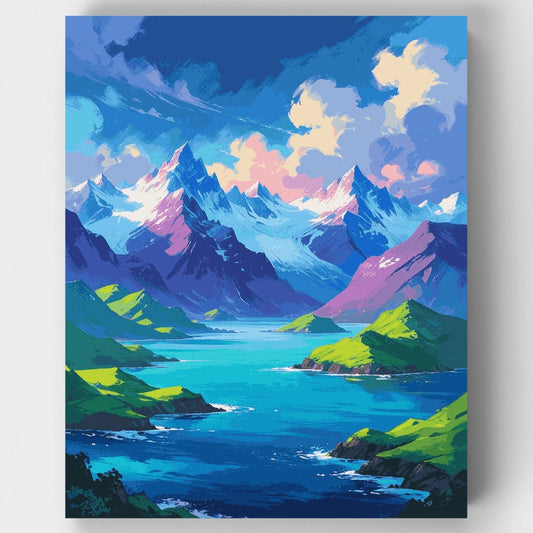Majestic Mountain Fjord Landscape - Paint by Numbers Kit