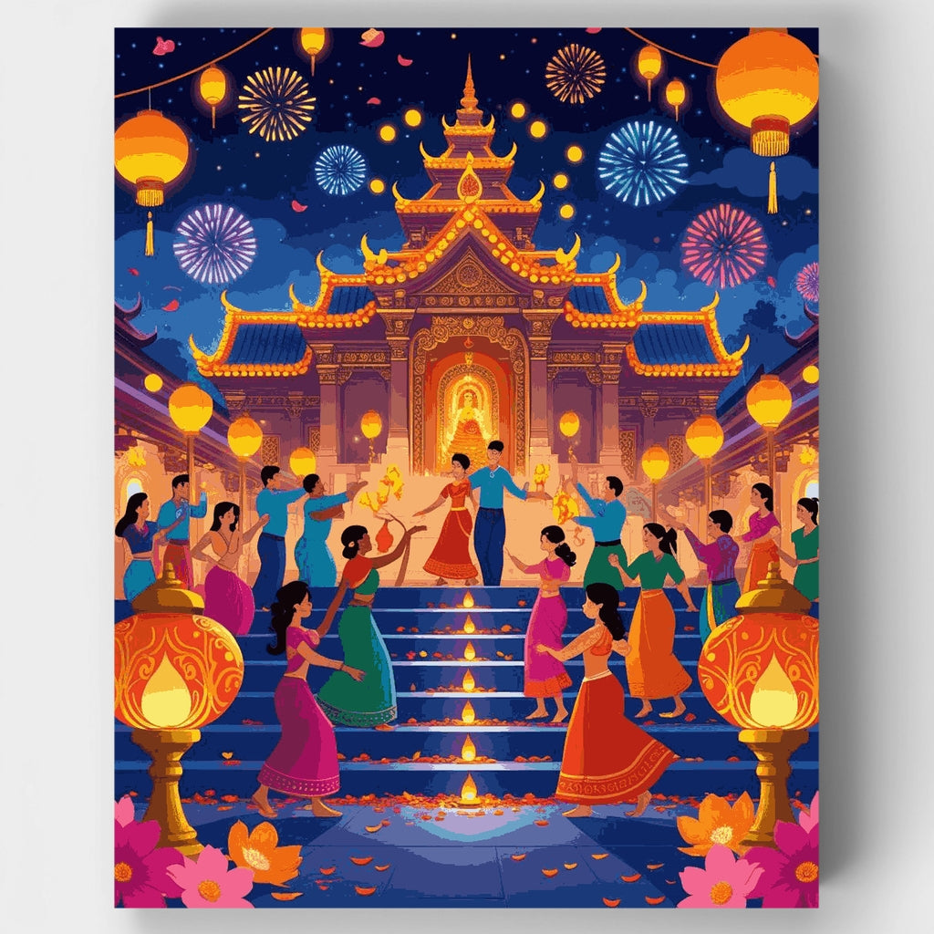Diwali Temple Celebration - Paint by Numbers Kit