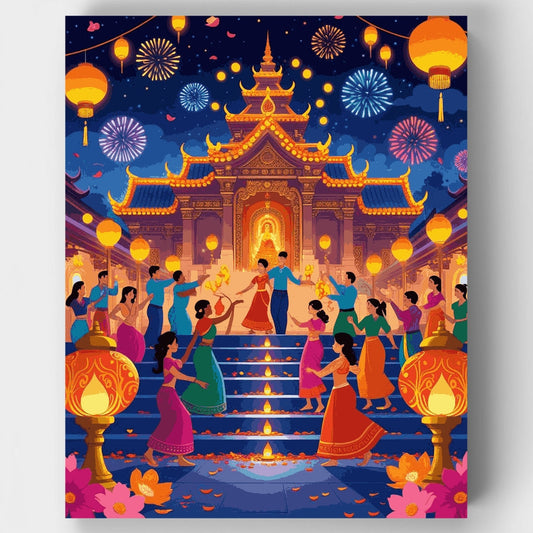 Diwali Temple Celebration - Paint by Numbers Kit