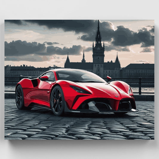 Exotic Red Supercar - Paint by Numbers Kit