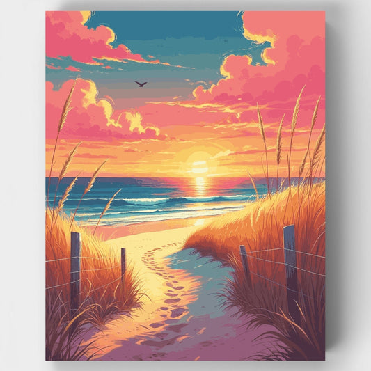 Sunset Beach Path - Paint by Numbers Kit