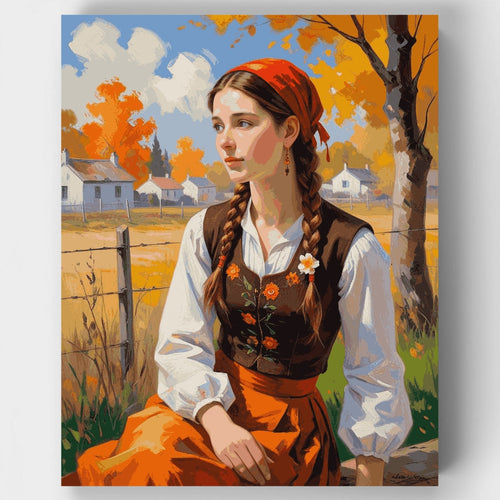 Country Girl in Traditional Dress - Paint by Numbers Kit