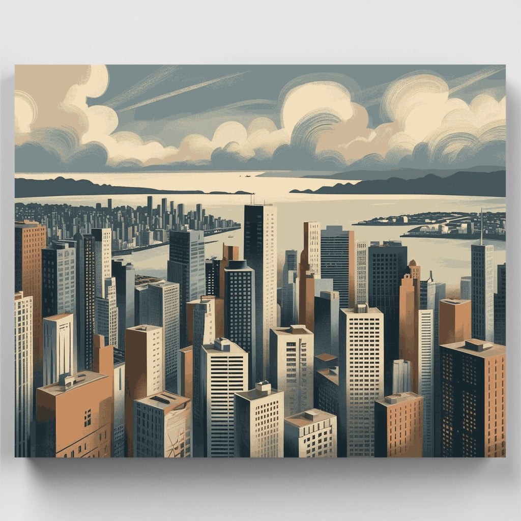 Horizonte urbano con vista al puerto - Kit de pintura por números — Estándar