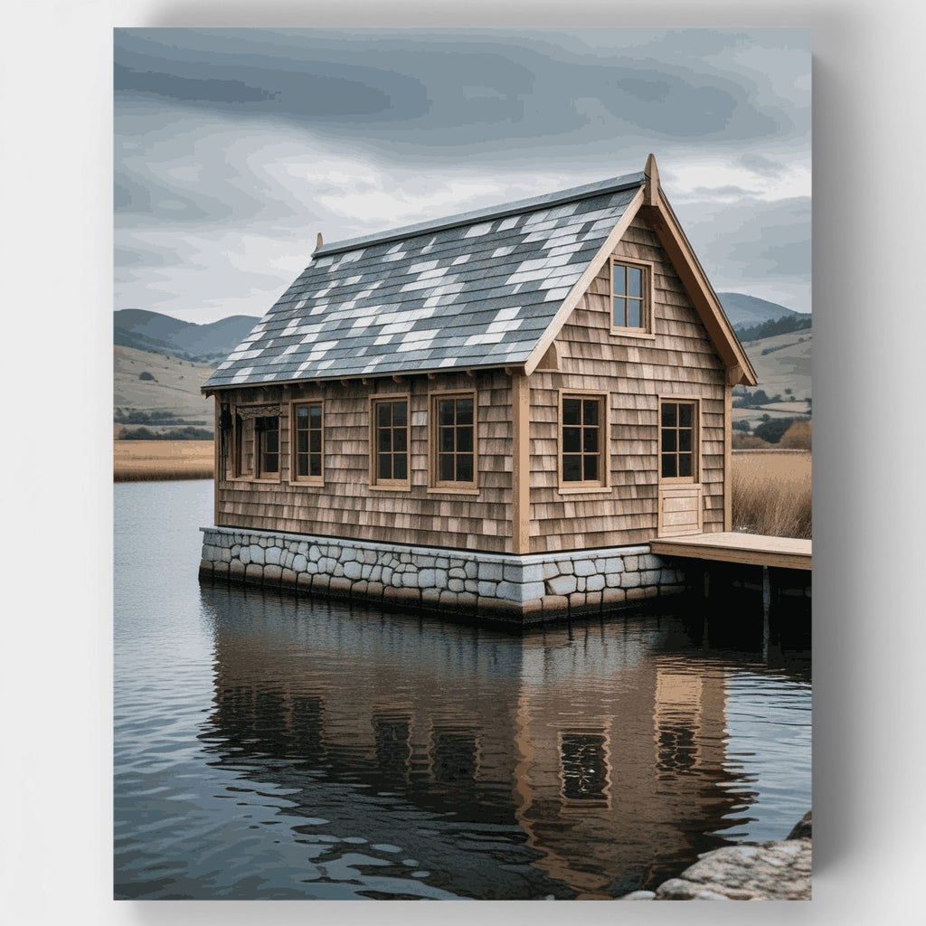 Refugio en la cabaña del lago - Kit de pintura por números — Estándar