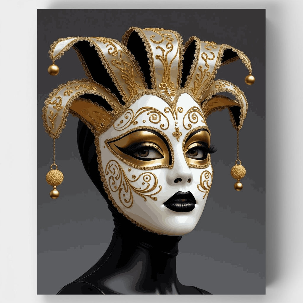 Máscara de bufón veneciano ornamentada - Kit de pintura por números — Estándar