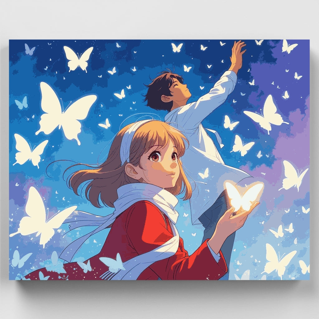 Kit de pintura por números - Sueño de mariposas anime — Estándar