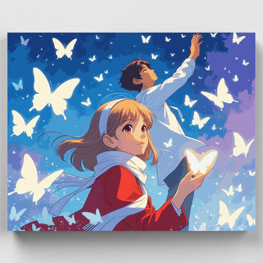 Anime Butterflies Dream - Paint by Numbers Kit