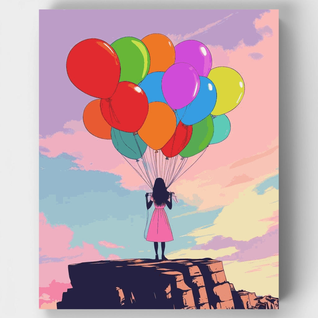 Kit de pintura por números - Atardecer de globos de ensueño — Estándar